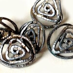 5 mid century hand forged metal buttons abstract designs differ 1950s